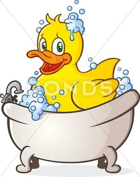 Rubber Duck Bubble Bath Cartoon Character Stock Illustration