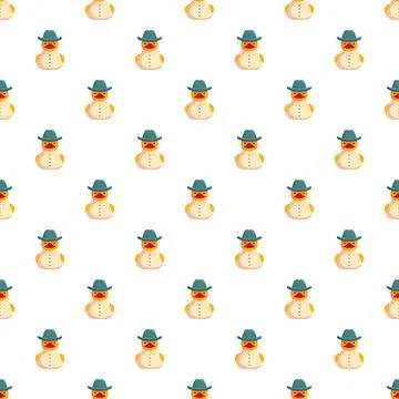 Rubber duck cowboy hat seamless pattern background Stock Illustration