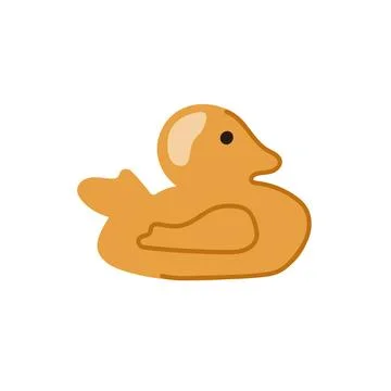 Rubber duck in a flat style. Design of simple shape for bathroom themed Stock Illustration