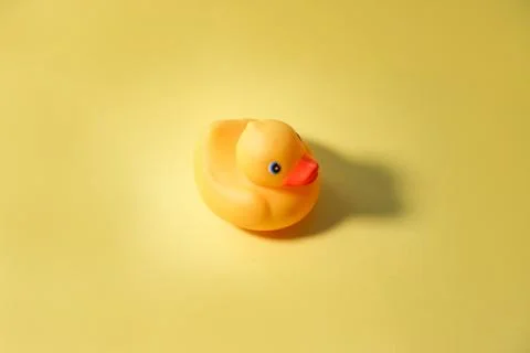 Rubber duck floating on white background Stock Photos
