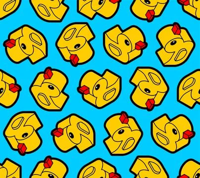 Rubber duck isometric pattern seamless. background of kids fabric Stock Illustration