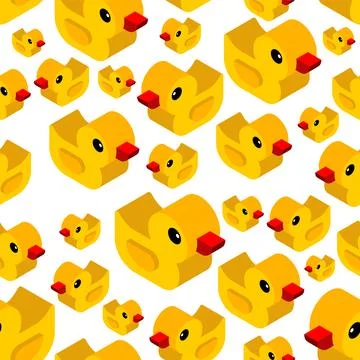 Rubber duck isometric pattern seamless. background of kids fabric Stock Illustration