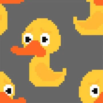 Rubber duck pixel art pattern seamless. Toy 8 bit background. Pixelate vector 스톡 일러스트