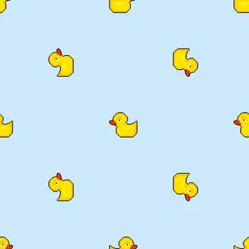 Rubber duck pixel art pattern seamless. 8 bit toy background. pixelated textu Illustrazione stock