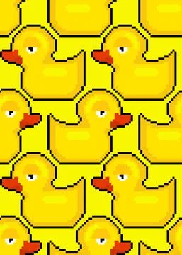 Rubber duck pixel art pattern seamless. 8 bit toy background. pixelated textu Stock Illustration