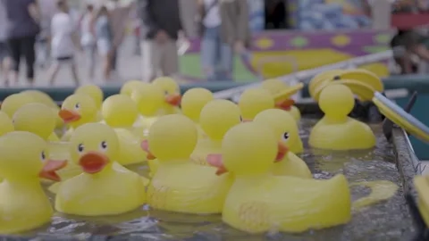 Rubber duck ring toss game at a carnival or fair Stock-Footage 252696881