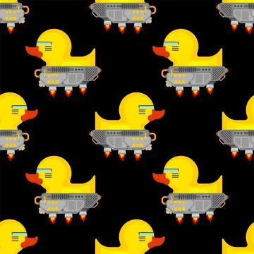 Rubber duck robot pattern seamless. cyber duck toy of future background Illustrazione stock
