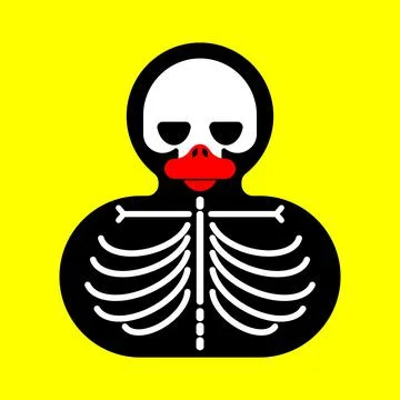 Rubber duck skeleton isolated. Bone toy Vector illustration Stock Illustration