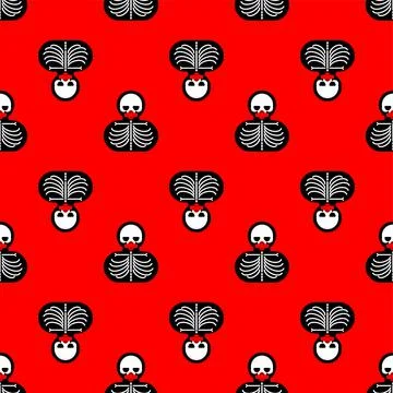 Rubber duck skeleton pattern seamless. Bone toy background. Vector texture Stock Illustration