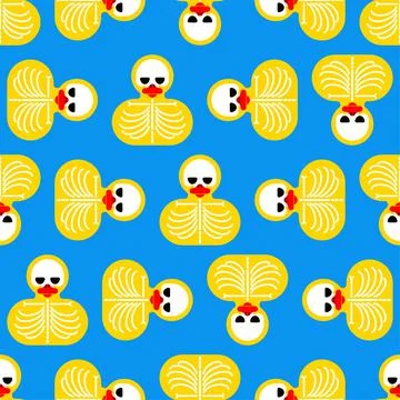 Rubber duck skeleton pattern seamless. Bone toy background. Vector texture Stock Illustration