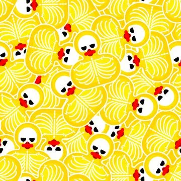 Rubber duck skeleton pattern seamless. Bone toy background. Vector texture Stock Illustration