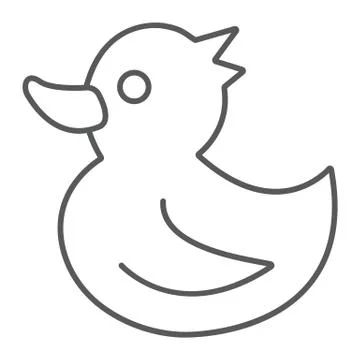 Rubber duck thin line icon, toy and bath Stock Illustration