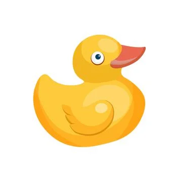 Rubber duck vector flat illustration isolated on white background. Yellow duck Stock Illustration