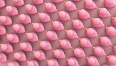 Rubber ducks on pink background Stock Illustration