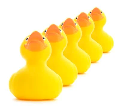 Rubber Ducks In A Row Stock Photos
