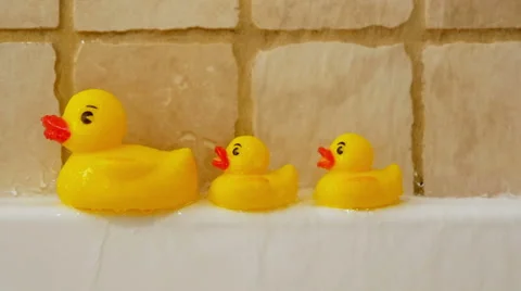 Rubber ducks in shower Stock Footage 49749967