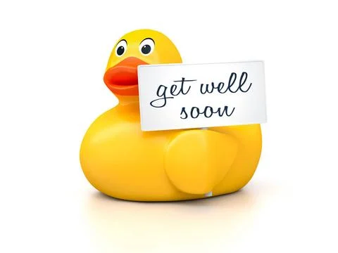 Rubber Ducky An image of a nice rubber duck with text get well soon Copyri... Stock Photos