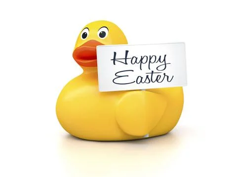 Rubber Ducky An image of a nice rubber duck with text happy easter Copyrig... Stock Photos