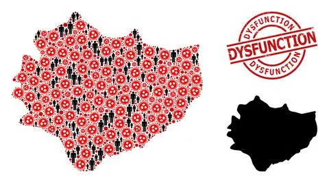 Rubber Dysfunction Watermark and Men with Flu Virus Collage Map of Illustrazione stock