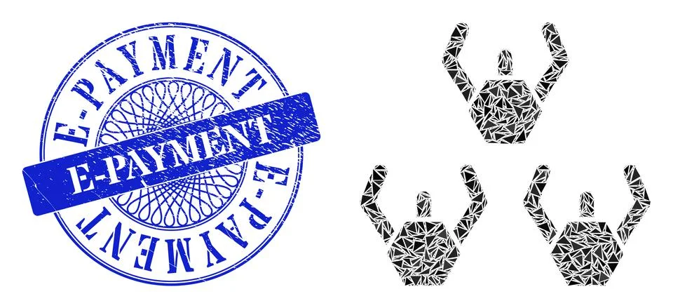 Rubber E-Payment Stamp and Triangle Microrobots Mosaic Stock Illustration