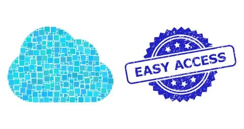 Rubber Easy Access Stamp Seal and Square Dot Mosaic Cloud Illustrazione stock