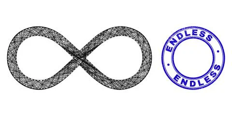 Rubber Endless Stamp and Hatched Irregular Mesh Infinity Icon 스톡 일러스트