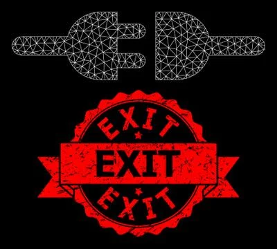 Rubber Exit Stamp Seal and Web Net Electric Connection Stock Illustration