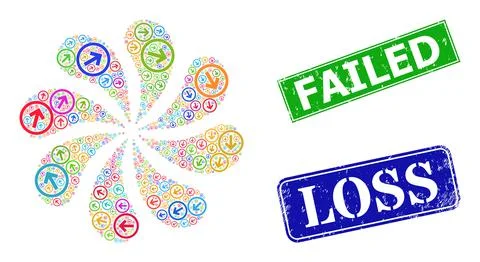 Rubber Failed Seals and Drop Down Icon Colorful Rotation Abstract Flower Stock Illustration