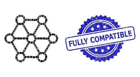Rubber Fully Compatible Stamp and Square Dot Collage Link System Stock Illustration