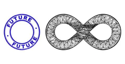 Rubber Future Stamp and Net Irregular Mesh Infinity Icon 스톡 일러스트