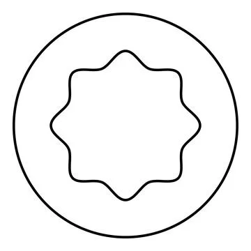Rubber gasket puck under rounded octagon in circle contour outline line ico.. Stock Illustration