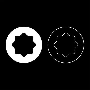 Rubber gasket puck under rounded octagon in circle set icon white color vec.. Stock Illustration