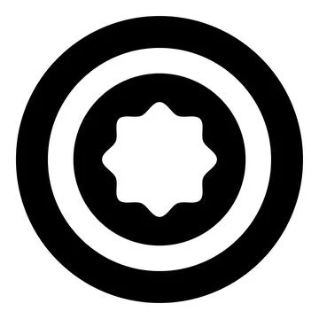 Rubber gasket puck under rounded octagon in circle icon in circle round bla.. Stock Illustration