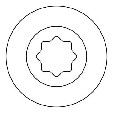 Rubber gasket puck under rounded octagon in circle icon in circle round bla.. Stock Illustration