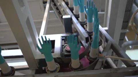 Rubber gloves production line. Video stock 296086475