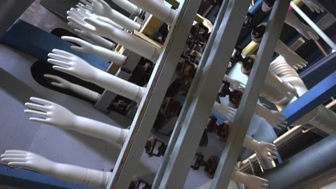 Rubber gloves production line Video stock 296086501
