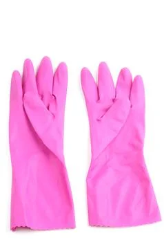 Rubber gloves for protecting hands during technical work on a white backgroun Stock Photos