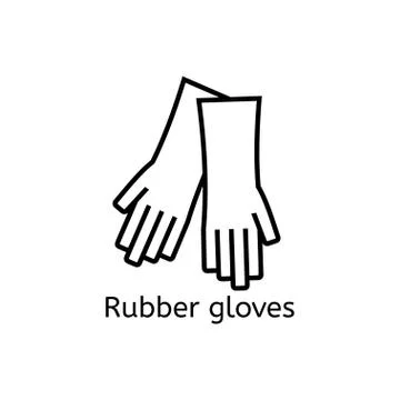 Rubber gloves simple line icon. Protective medical latex glovev thin linear Stock Illustration