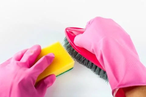 Rubber gloves with sponge Stock Photos