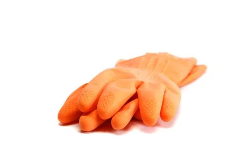 Rubber gloves on a white background. Stock Photos