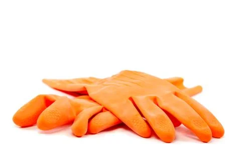 Rubber gloves on a white background. Stock Photos