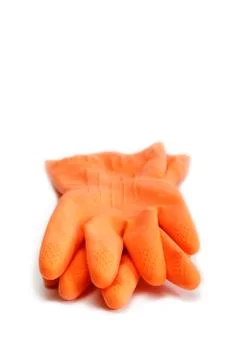Rubber gloves on a white background. Stock Photos