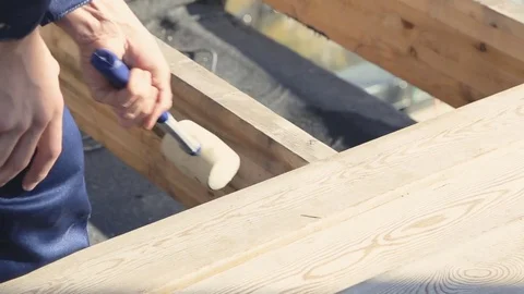 Rubber hammer hit the tree Stock Footage 76987458