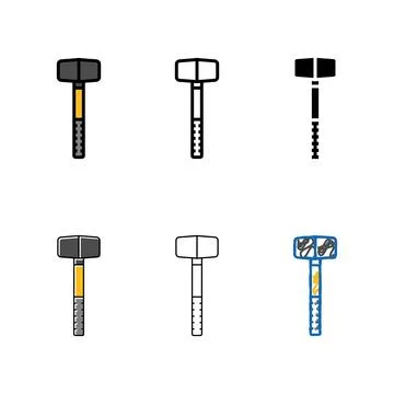 Rubber hammer tool color multistyle icon vector Stock Illustration