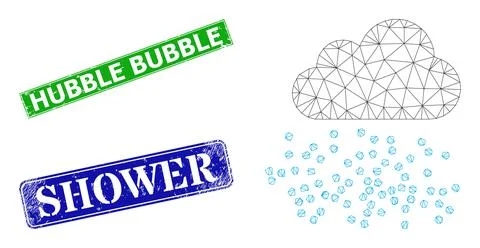 Rubber Hubble Bubble Seals and Polygonal Mesh Fog Cloud Icon Stock Illustration