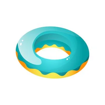 Rubber inflatable ring for beach swimming, yellow blue color Illustrazione stock
