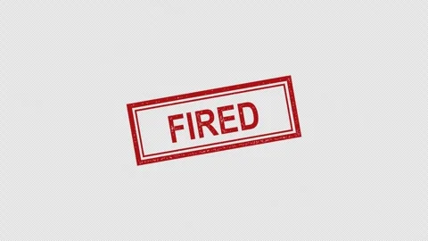 Rubber Ink stamp in red with Fired text animation Video stock 303090554