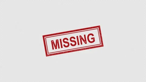 Rubber Ink stamp in red with Missing text animation Stock Footage 303091278