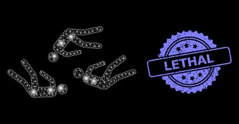 Rubber Lethal Stamp and Bright Web Network Dead People with Glare Spots 스톡 일러스트