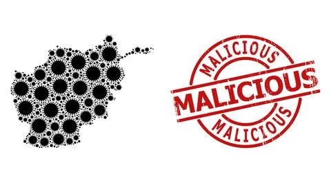 Rubber Malicious Stamp and Flu Virus Mosaic of Afghanistan Map Stock Illustration